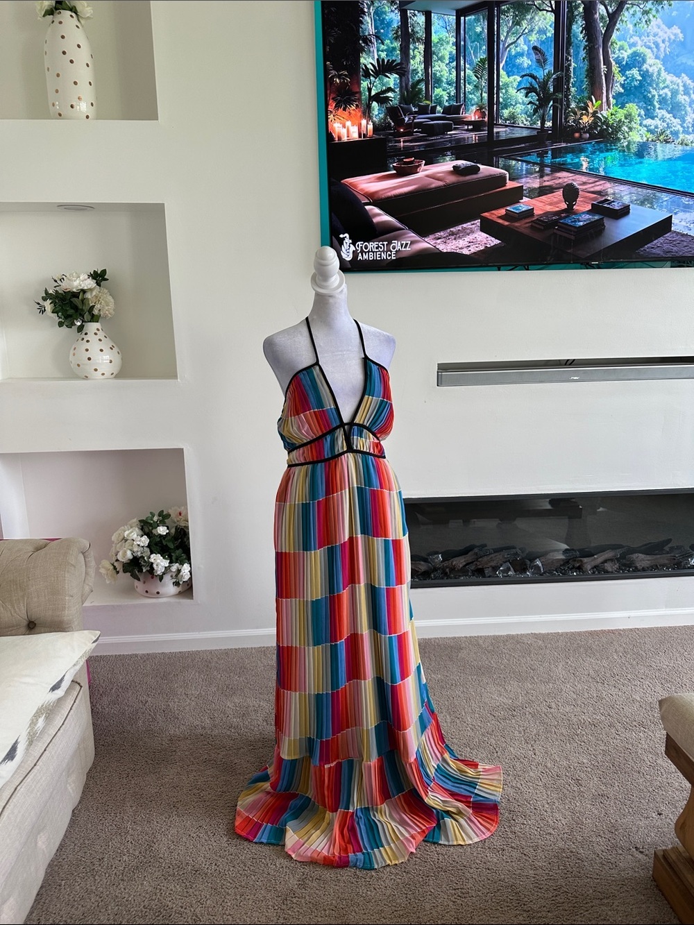 Fate Multicolor Striped Halter Maxi Dress - Picture 2 of 9